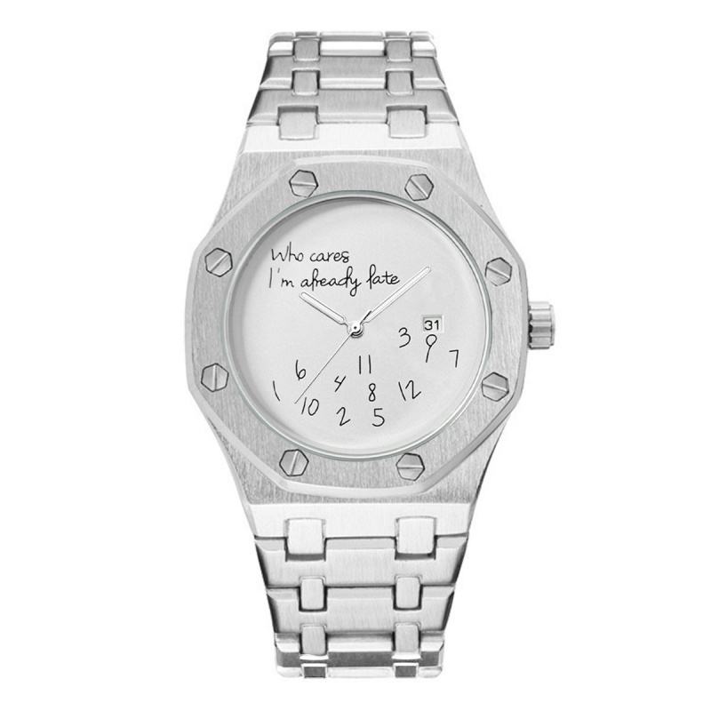 The OCTON Steel — octagon stainless steel watch with a hand-scrawled dial
