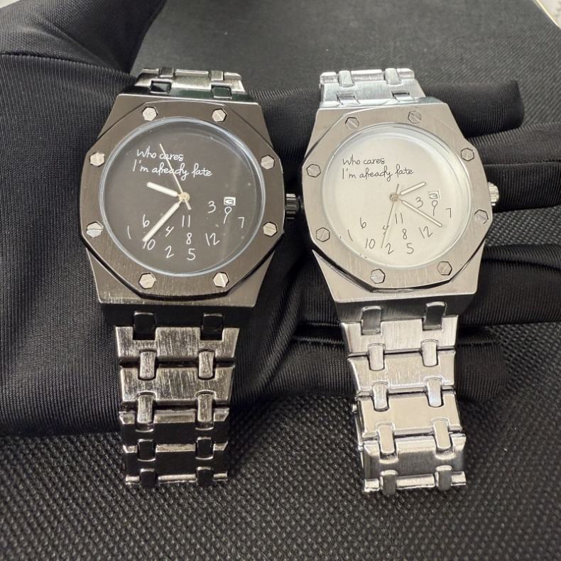 OCTON Steel dial in silver and charcoal — ‘who cares I’m already late’